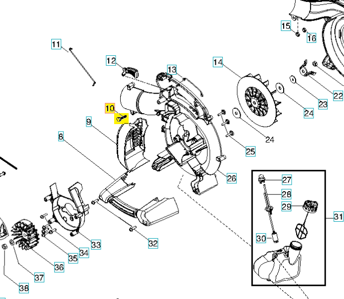 Gebläseschraube Husqvarna 125b 125bx Mcculloch M320 Gbv320 Gvb345