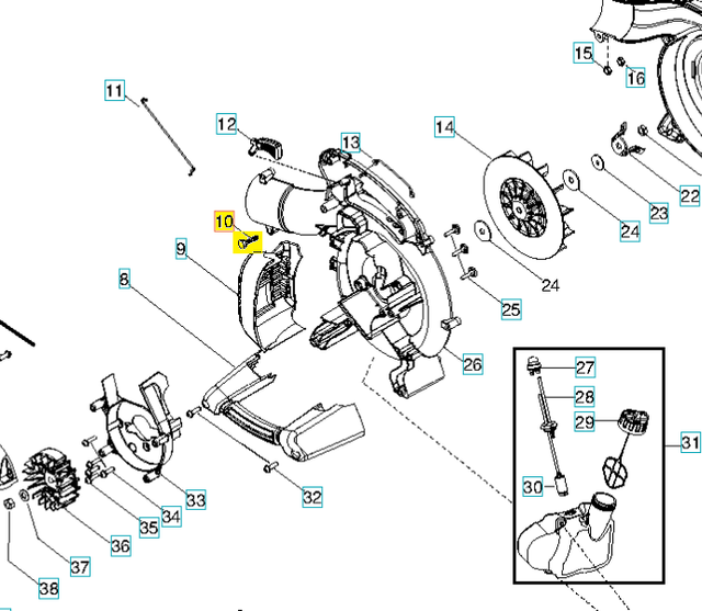 Gebläseschraube Husqvarna 125b 125bx Mcculloch M320 Gbv320 Gvb345