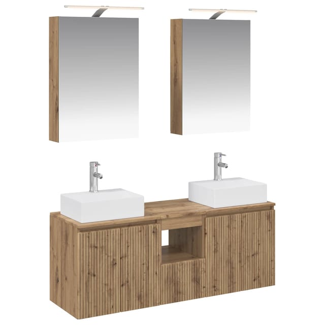 Badezimmerschrank-set 5 Stk. Artisan-eiche Holzwerkstoff Vidaxl