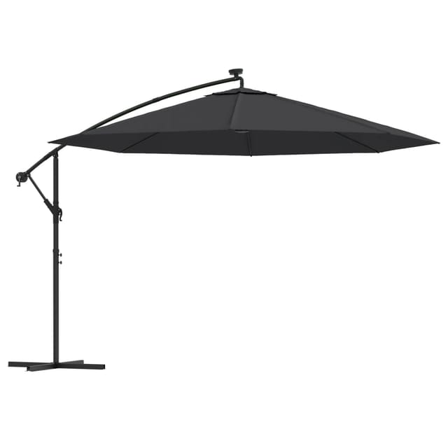Ampelschirm Mit Led-leuchten Schwarz 350 Cm Vidaxl226233