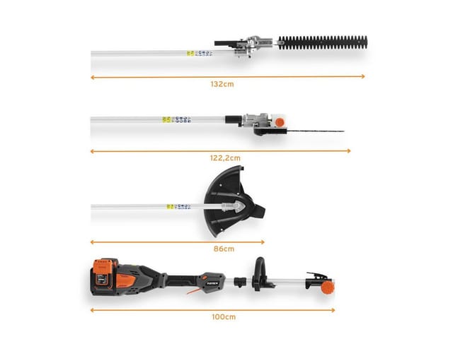 Fuxtec 3in1 Multitool Fx-e2mtset 40v Motorsense Heckenschere Und Kettensäge Grastrimmer Freischneider Kombigerät