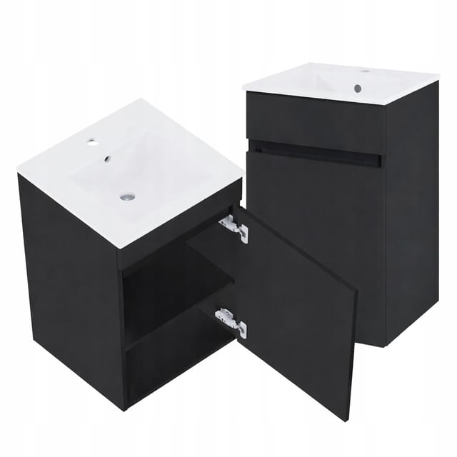 Schwarzer Hängeschrank Für Badezimmer Mit Waschbecken 45x75,5 Cm Niga