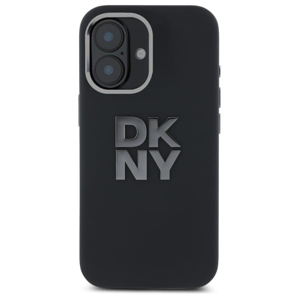 Iphone 16 Hülle Von Dkny, Flüssigsilikon, Metalllogo, Schwarz
