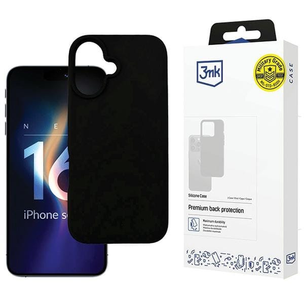 Schutzhülle Für Iphone 16 Plus, 3mk Silikon, Schwarz