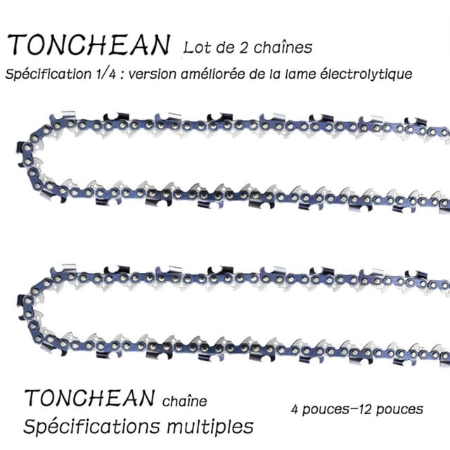 Tonchean – Satz Mit 2 1/4"-kettensägenketten – 32 Glieder – Verstärktes, Verzinktes Sägeblatt – Geringer Rückschlag Für Präzises Schneiden – 5 Zoll