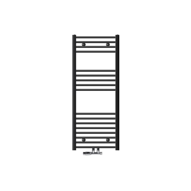 LuxeBath Badheizkörper 500x1200mm Anthrazit Gerade Anschlussgarnitur Eck Wand