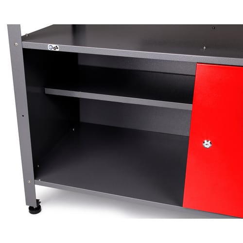 Ondis24 Werkbank Werkstatt Set Klaus 240 cm 3 Schränke Rot Werkstatteinrichtung
