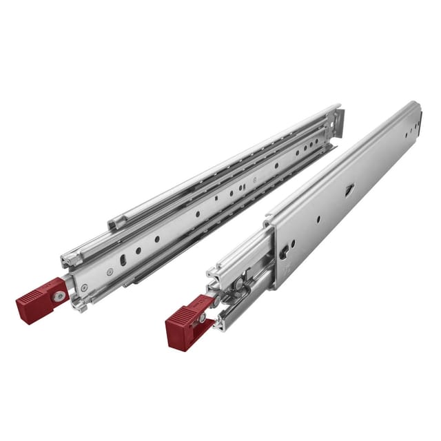 SOTECH Schwerlastauszug VarioSlide KV2-200-H76-500 EH 508 mm Zweihandverriegelung Einrastfunktion Roter Hebel Schubladenschiene Belastbar Bis 200 Kg