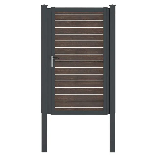 Vidual Gartentor Swing-pure Drückergarnitur 1,8 m x 1 m Dark Oak DIN R