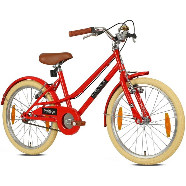 PROMETHEUS BIKES Kinderfahrrad 20 Zoll ab 6 und 7 Jahre Retro Look mit Felgenbremse & Ständer Rot