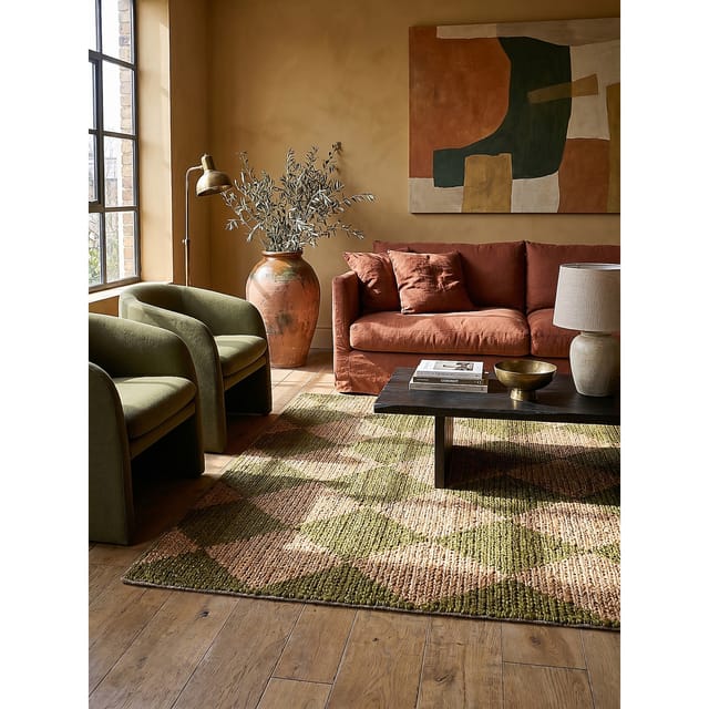 Jute-Teppich Rauten Olivegrün 120 x 170 cm - BAIN Kadima Design
