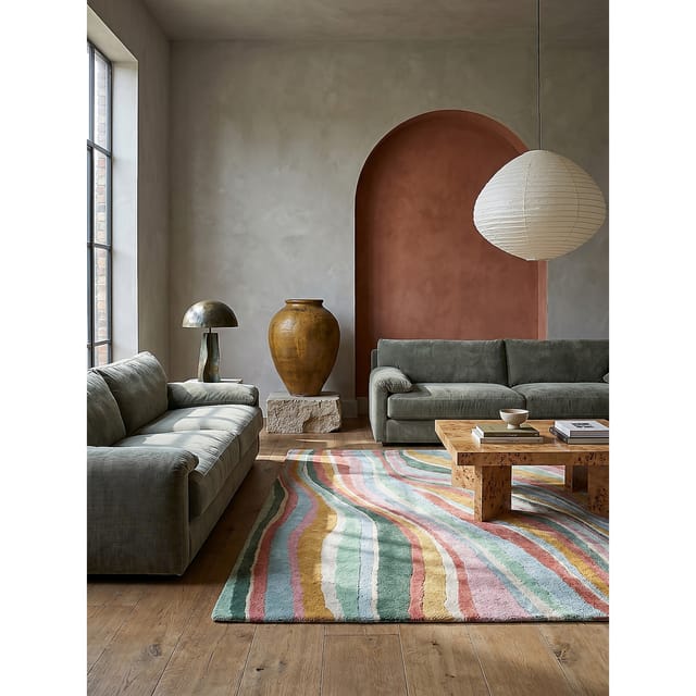 Wollteppich abstrakt Grün-Bunt 200 x 290 cm - DERWENT Kadima Design