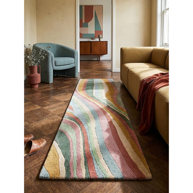Läufer abstrakt Grün-Bunt 60 x 230 cm - DERWENT Kadima Design