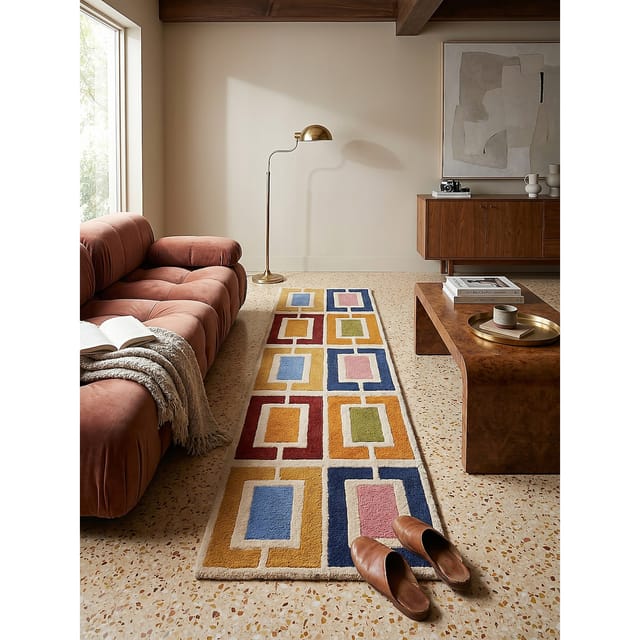 Läufer geometrisch Orange-Bunt 60 x 230 cm - DERWENT Kadima Design