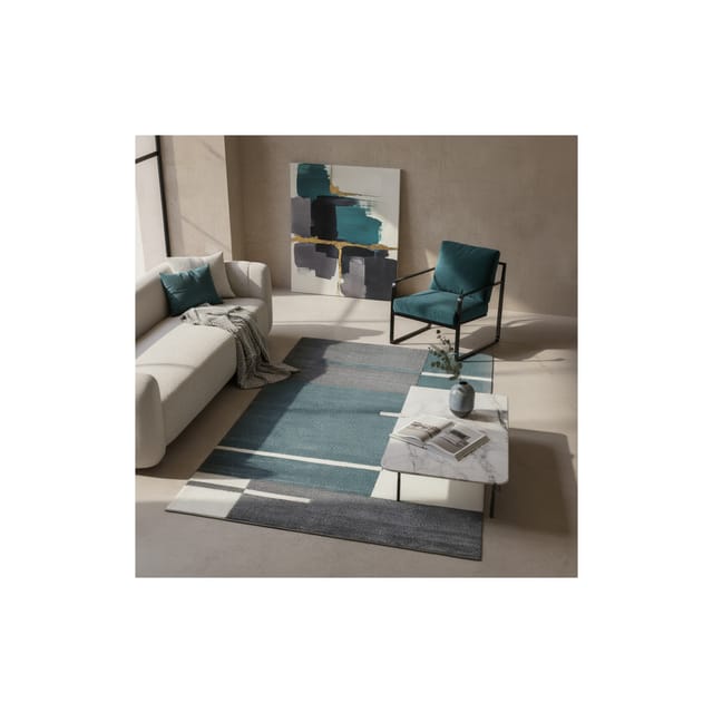 Teppich Kurzflor LATEMAR in Blau, kariert, 200 x 290 cm