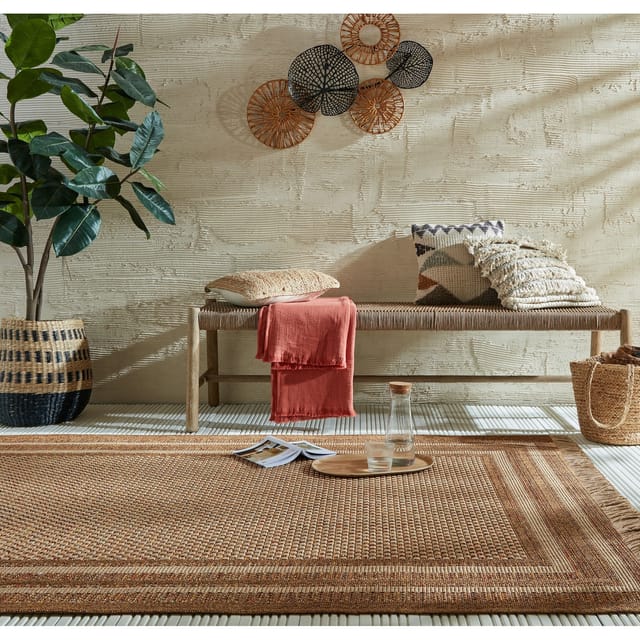 Outdoor-Teppich gestreift Ocker 200 x 290 cm - CLYST Kadima Design