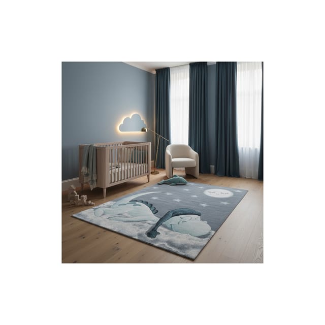 Spielteppich COGNE in Blau, mit Dino-Motiv, 200 x 290 cm