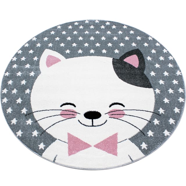 Spielteppich TASNA in Rosa, mit Katzen-Motiv, Ø 120 cm