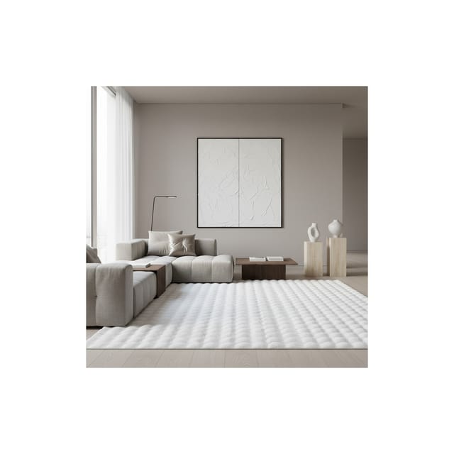 Teppich Hochflor Waschbar NAUDERS in Weiß, einfarbig, 80 x 250 cm