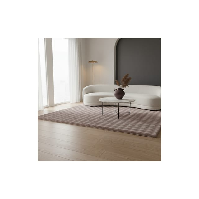 Teppich Hochflor Waschbar NAUDERS in Beige, einfarbig, 80 x 250 cm
