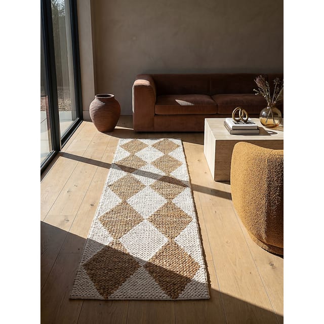 Läufer Rauten Beige 80 x 230 cm - BAIN Kadima Design