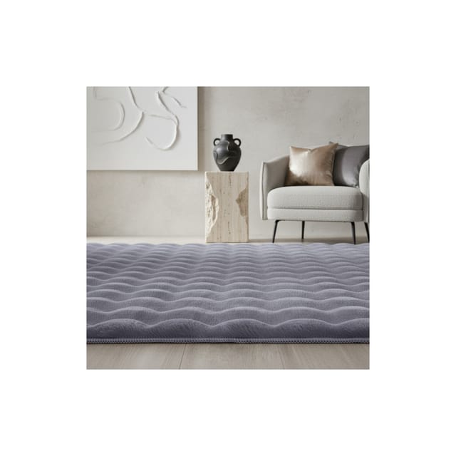 Teppich Hochflor Waschbar NAUDERS in Grau, einfarbig, 140 x 200 cm