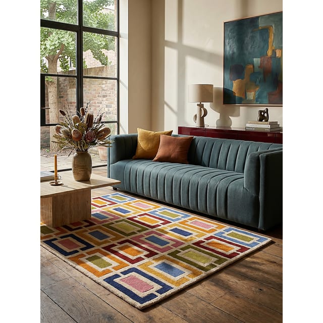 Wollteppich geometrisch Orange-Bunt 80 x 150 cm - DERWENT Kadima