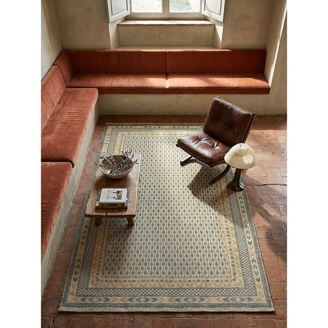 Jute-Teppich Bordüre Grün-Gelb 200 x 290 cm - CAM Kadima Design