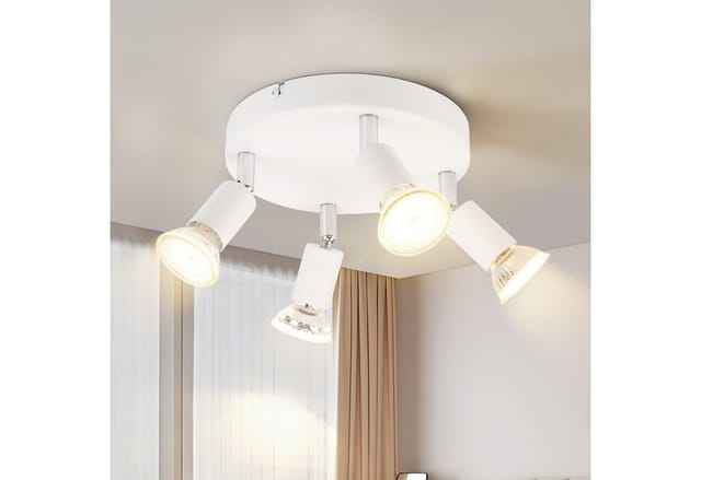 ZMH Deckenstrahler 4 Flammig GU10 Metall Deckenlampe für Schlafzimmer Küche Gang, Einfache Installation, LED fest integriert, Weiß Deckenspots Esszimmer