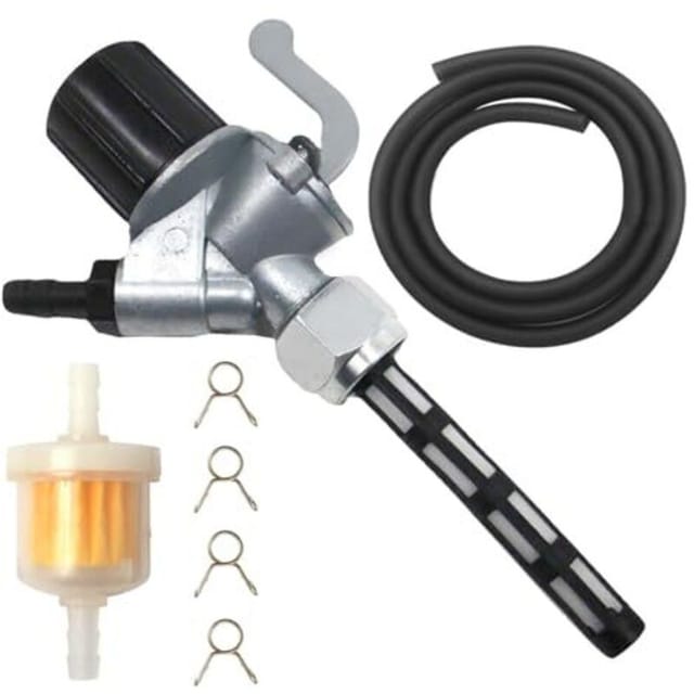 Amxcnoy Benzinhahn-set Mit 1 Meter Ø 5 Mm Benzinschlauch, Benzinhahn Für Simson S51, 6 Mm Benzinfilter, 4 Benzinschlauchschellen Für Simson S50, S51 Und S5
