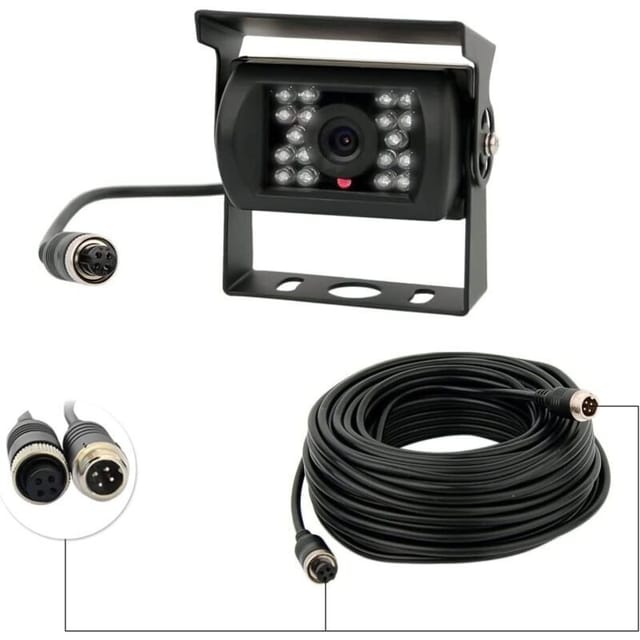Amxcnoy 12v-24v 4-pin Rückfahrkamera Mit 18 Ir-leds, Wasserdichter Nachtsicht, 4-pin-kabel Für Pkw/bus/lkw/anhänger/wohnwagen/wohnmobil