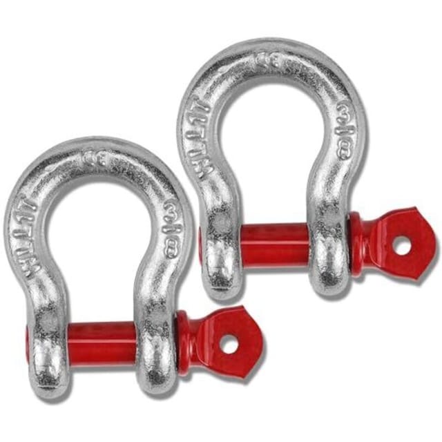 Amxcnoy Hochfester, Verzinkter Stahlschäkel, 2 Stück, Abschleppschäkel Mit Ösenbolzen, Verstellbare Schäkelschlaufe, Zulässige Tragfähigkeit: 1,0 T