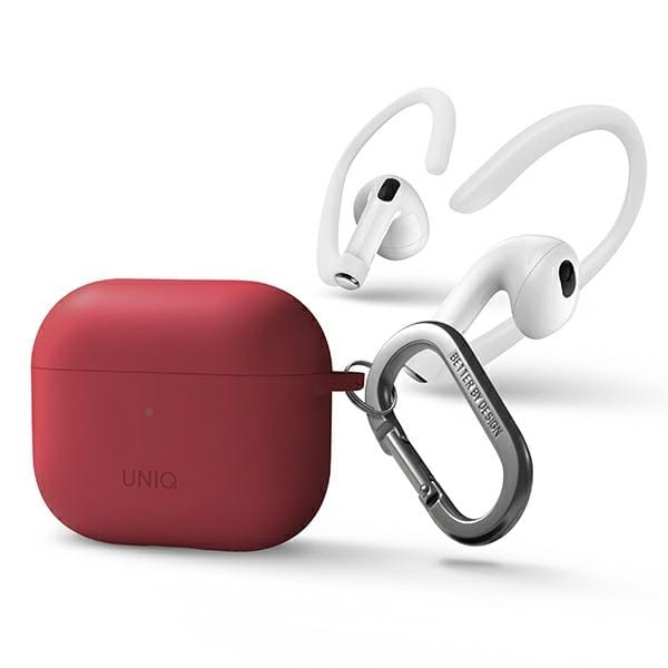 Uniq Nexo Airpods 3. Generation Hülle + Ohrhaken Silikon Rot/koralle