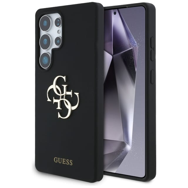 Guess Silikonhülle Mit Großem 4g-logo Und Schriftzug Unten Für Samsung Galaxy S25 Ultra, Schwarz