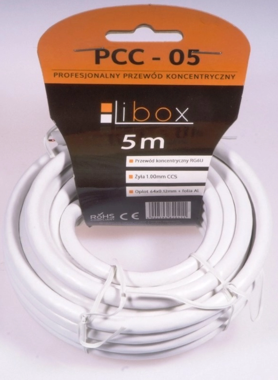 Koaxialkabel Rg6 0,8/4,8 Pcc05 Libox /5m/