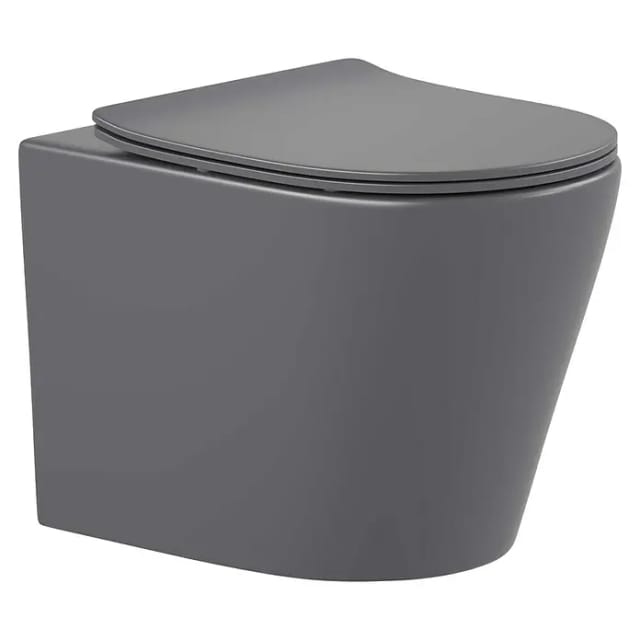 Wand-WC-Set Nakia (Spülrandlos, Ohne Spezialglasur, Spülform: Tief, WC Abgang: Waagerecht, Grau)