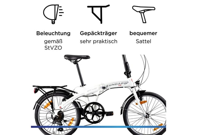 ZÜNDAPP Faltrad »Zündapp «, 6-Gang, 20 Zoll, Zusammenklappbar - weiss