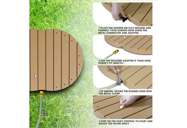 CCLIFE Gartendusche Bodendusche Outdoor Fontänenhöhe 4m Holzton