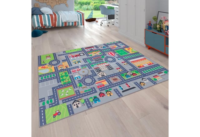Paco Home Kinderteppich Bino 576, rechteckig, Höhe: 4 mm, Kurzflor, Straßen-Spiel-Teppich, Kinderzimmer