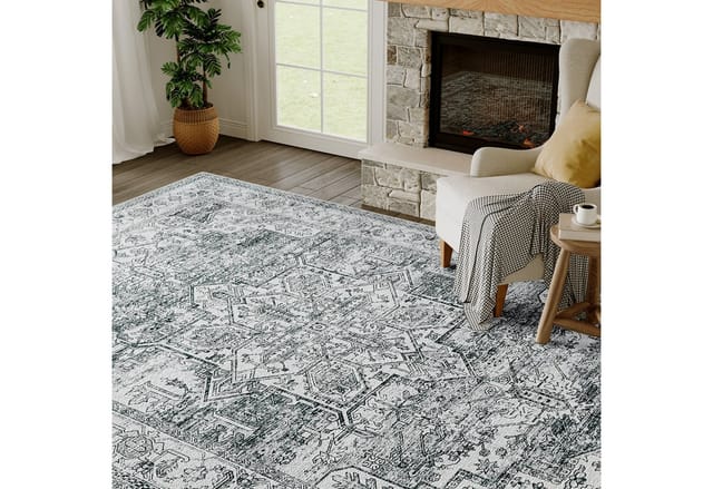 PURECOZY Teppich Kurzflor, Vintage Stil Teppich, rutschfest und pflegeleicht, rechteckig, Höhe: 6.1 mm, geeignet für verschiedene Innenräume