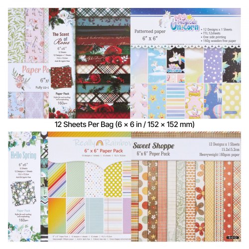 VEVOR Scrapbook-Papier, 72 Blätter, 152 mm, Gemischtes Spezialmusterpapier-Set für VEVOR Stanz- & Prägemaschinen, Dekorpapier für Dekorationen, Scrapbooking, Kartenherstellung & DIY-Bastelarbeiten