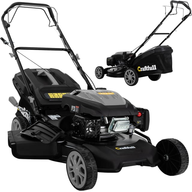 Craftfull Premium Benzin-Rasenmäher CR-224-30, 223cm³ Motor, Selbstfahrantrieb, 5,1 kW (Schwarz/Grau)