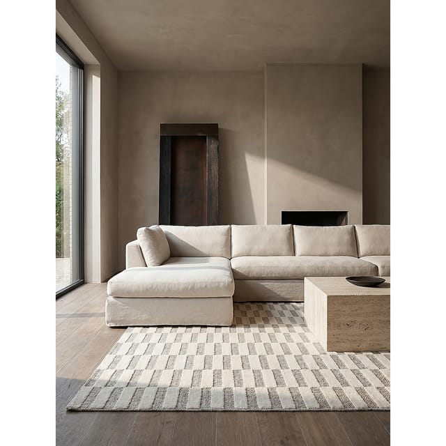 Teppich kariert Beige 116 x 170 cm - RIDGE Kadima Design