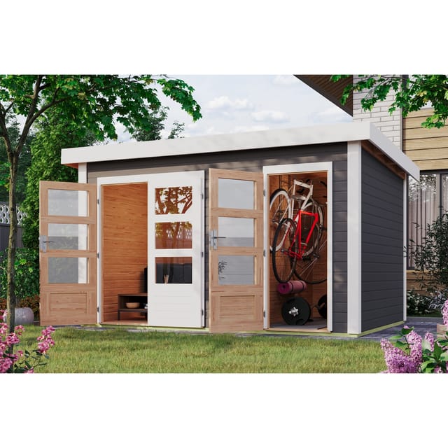 Karibu Gartenhaus Goldbach Flachdach 38 mm Wandstärke