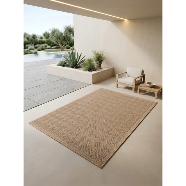 Teppich Outdoor KASBERG in Schwarz, im Vintage-Stil, aus Polypropylen, 160 x 230 cm