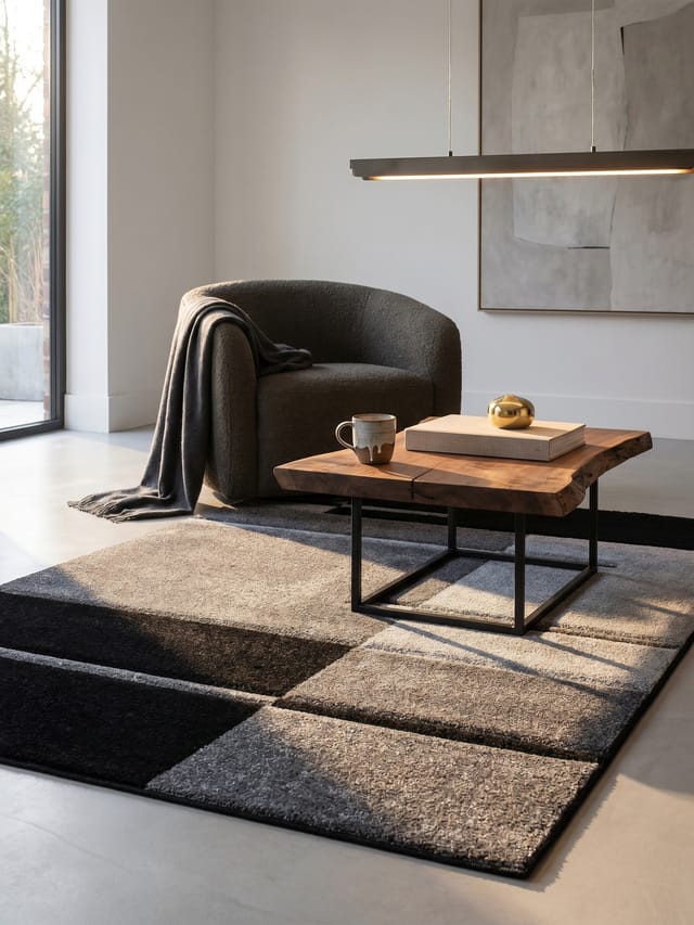 Teppich Kurzflor LATEMAR in Grau, kariert, 160 x 230 cm