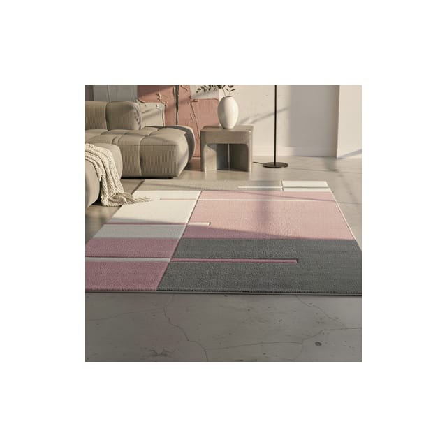 Teppich Kurzflor LATEMAR in Rosa, kariert, 160 x 230 cm