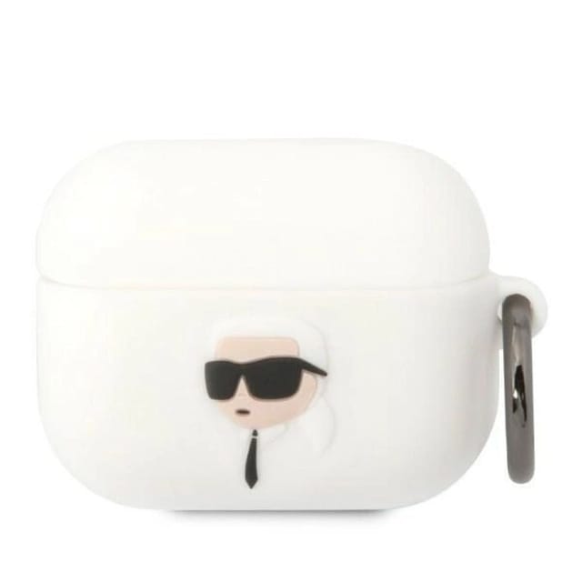 Karl Lagerfeld Klaprunikh Airpods Procover Weiß/weiß Silikon Karl Head 3d