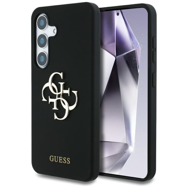 Guess Silikonhülle Mit Großem 4g-logo Und Schriftzug Unten Für Samsung Galaxy S25, Schwarz