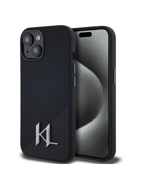 Karl Lagerfeld Silikon-schutzhülle Mit Schatten-metall-motiv Und Magsafe-funktion Für Iphone 15, Schwarz